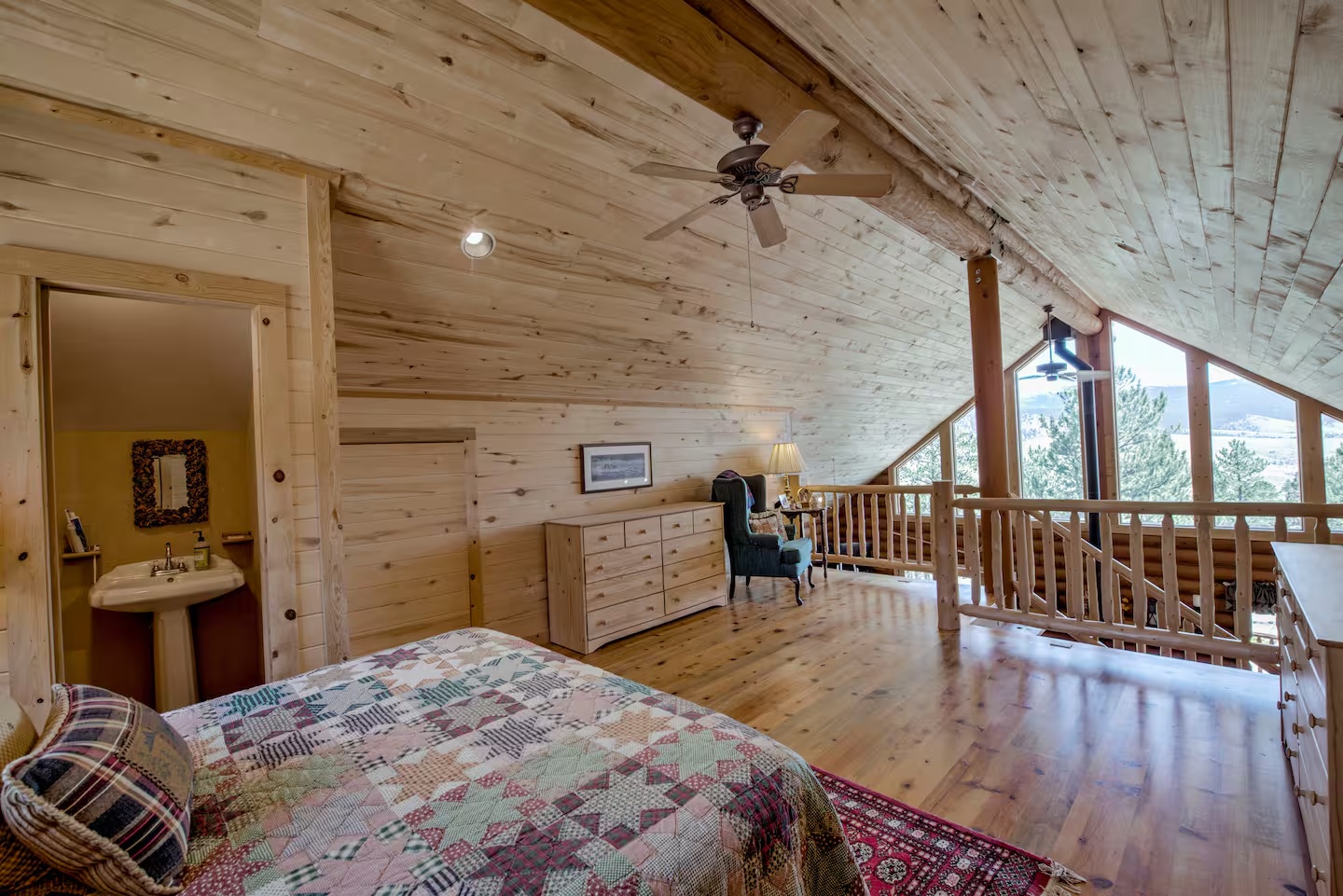 Upstairs bedroom overlooking the Colorado mountains